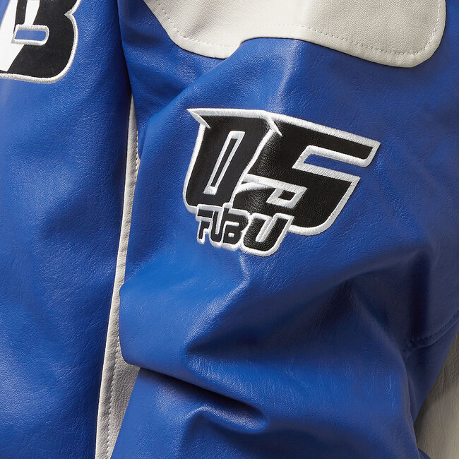 FUBU Corporate Leather Jacket blue/creme/black