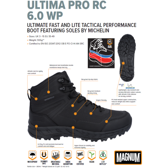 MAGNUM uniformschoenen heren -Ultima Pro Rc 6.0 - Waterproof - Zwart