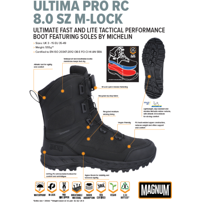 MAGNUM uniformschoenen heren -Ultima Pro Rc 8.0 - Waterproof - Zwart