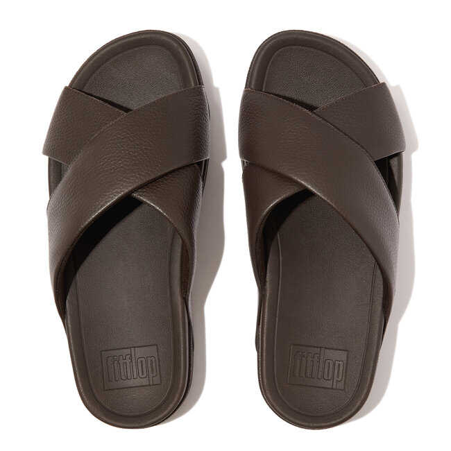 Surfer Mens Tumbled-Leather Cross Slides