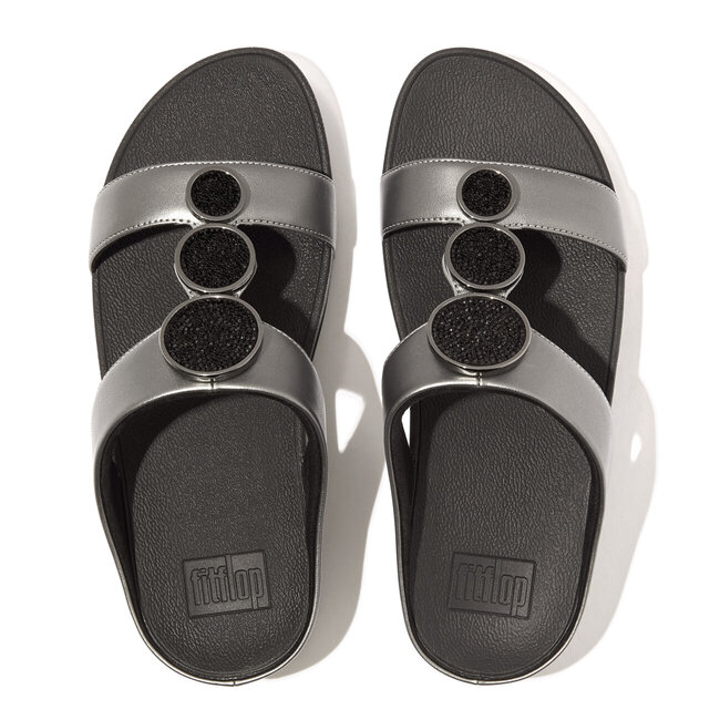 FitFlop Halo Bead-Circle Metallic H-Bar Slides