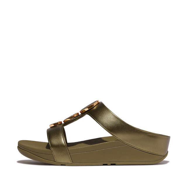 FitFlop Halo Bead-Circle Metallic H-Bar Slides