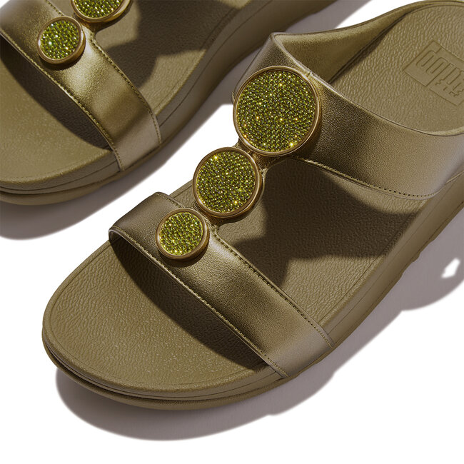 FitFlop Halo Bead-Circle Metallic H-Bar Slides
