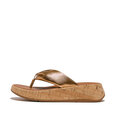 F-Mode Leather-Twist Flatform Toe-Thongs (Cork)