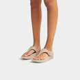 Lulu Crystal-Buckle Leather Toe-Post Sandals