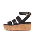 Eloise Leather/Cork Strappy Wedge Sandals