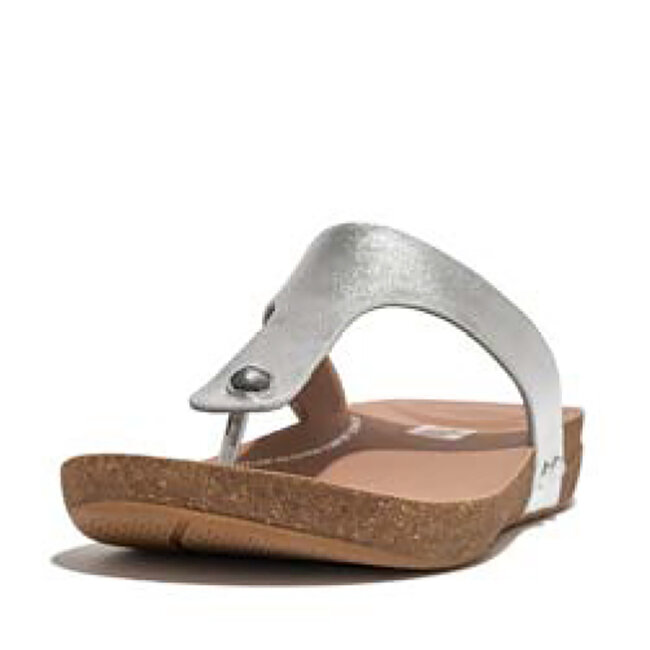 Iqushion Metallic-Leather Toe-Post Sandals