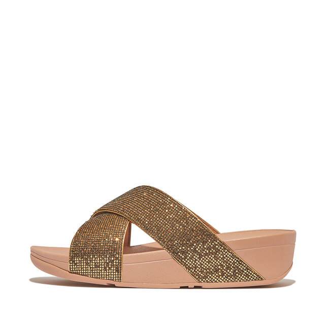 FitFlop Lulu Cross Slide - Glitterball oud goud