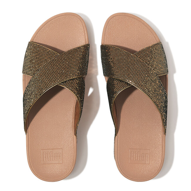 FitFlop Lulu Cross Slide - Glitterball oud goud