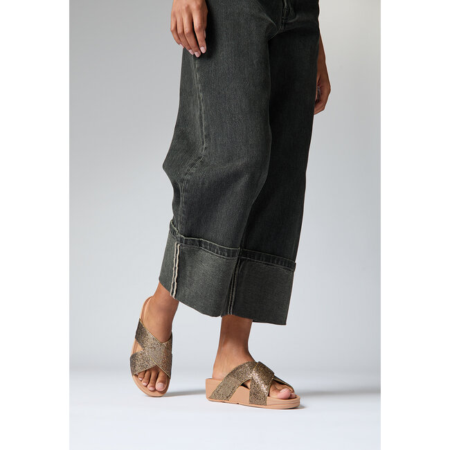 FitFlop Lulu Cross Slide - Glitterball oud goud