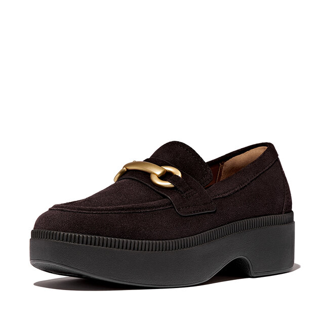 F-Luma Chunky-Snaffle Suede Demi-Wedge Loafers