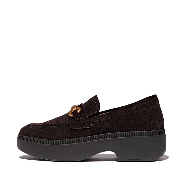 F-Luma Chunky-Snaffle Suede Demi-Wedge Loafers