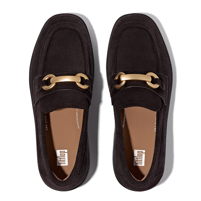 F-Luma Chunky-Snaffle Suede Demi-Wedge Loafers