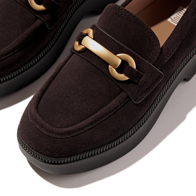F-Luma Chunky-Snaffle Suede Demi-Wedge Loafers
