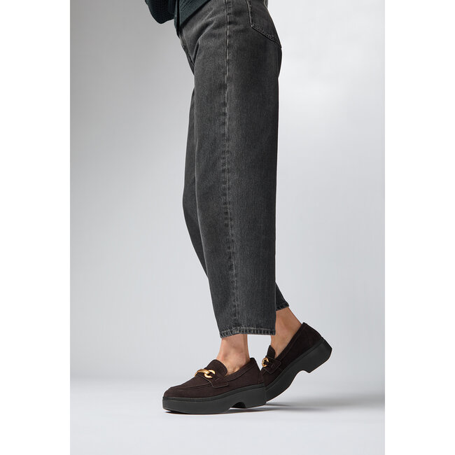 F-Luma Chunky-Snaffle Suede Demi-Wedge Loafers