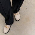 F-Luma Chunky-Snaffle Leather Demi-Wedge Loafers