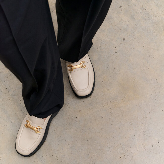 F-Luma Chunky-Snaffle Leather Demi-Wedge Loafers