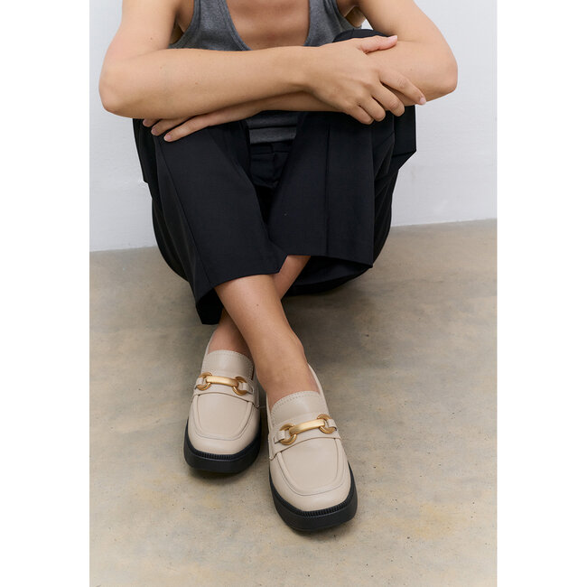 F-Luma Chunky-Snaffle Leather Demi-Wedge Loafers