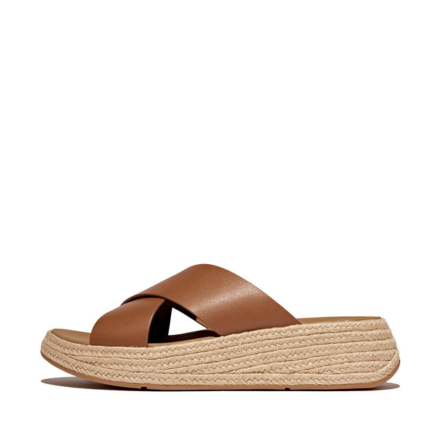 FitFlop F-Mode Espadrille Leather Flatform Cross Slides