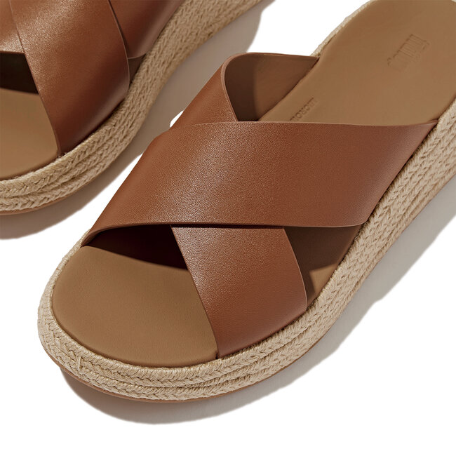 FitFlop F-Mode Espadrille Leather Flatform Cross Slides