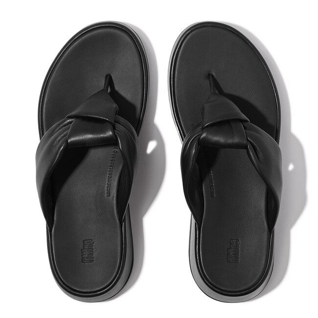 FitFlop F-Mode Knot Soft-Leather Flatform Toe-Post Sandals