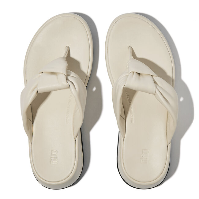 FitFlop F-Mode Knot Soft-Leather Flatform Toe-Post Sandals