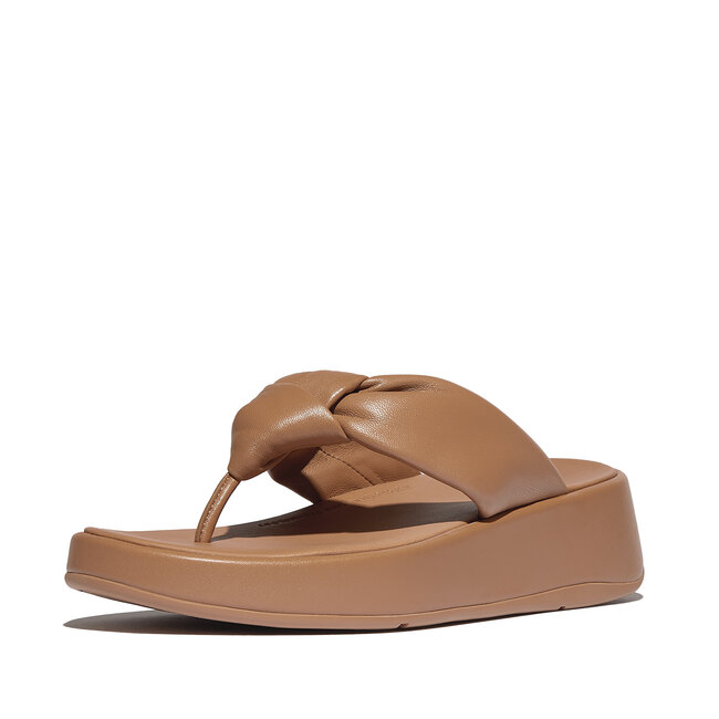 FitFlop F-Mode Knot Soft-Leather Flatform Toe-Post Sandals