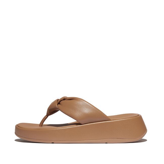 FitFlop F-Mode Knot Soft-Leather Flatform Toe-Post Sandals
