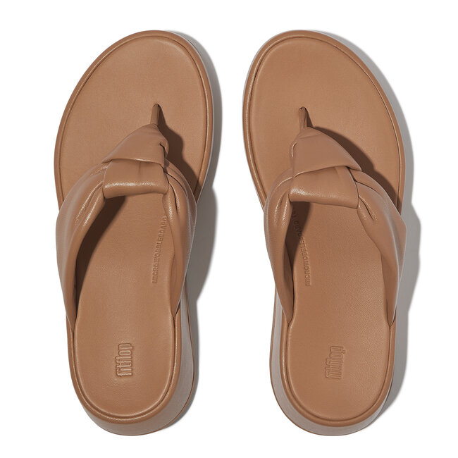 FitFlop F-Mode Knot Soft-Leather Flatform Toe-Post Sandals