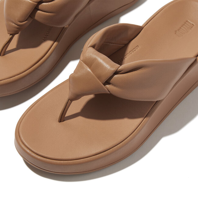 FitFlop F-Mode Knot Soft-Leather Flatform Toe-Post Sandals