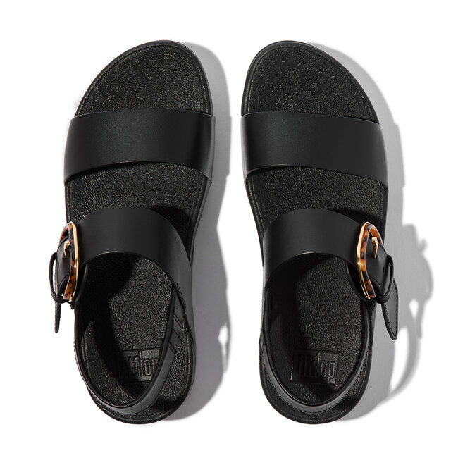 FitFlop Lulu Resin-Buckle Leather Back-Strap Sandals