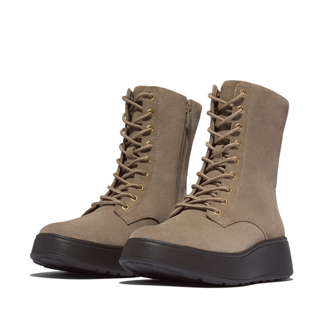 F-Mode Suede Lace-Up Flatform Ankle Boots