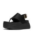 F-Mode Stack Leather Back-Strap Toe-Post Sandals
