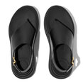 F-Mode Stack Leather Back-Strap Toe-Post Sandals