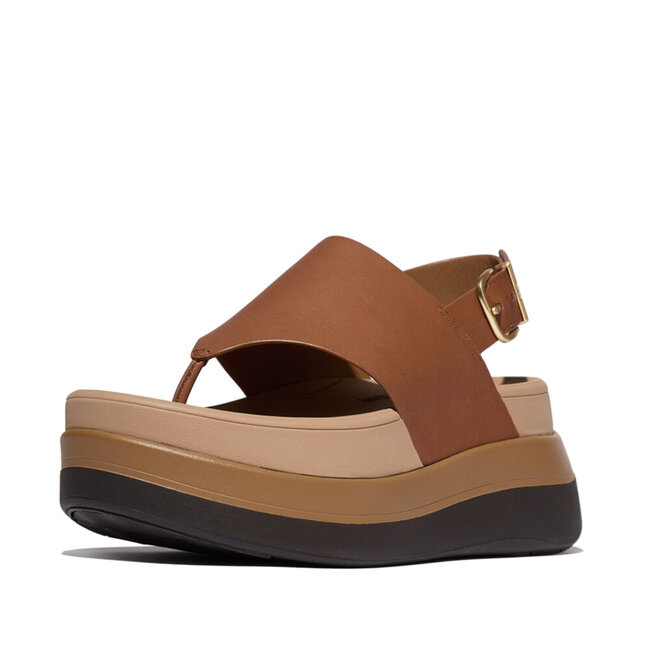 FitFlop F-Mode Stack Leather Back-Strap Toe-Post Sandals