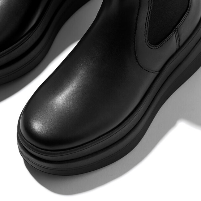 F-Mode Stack Leather Chelsea Boots