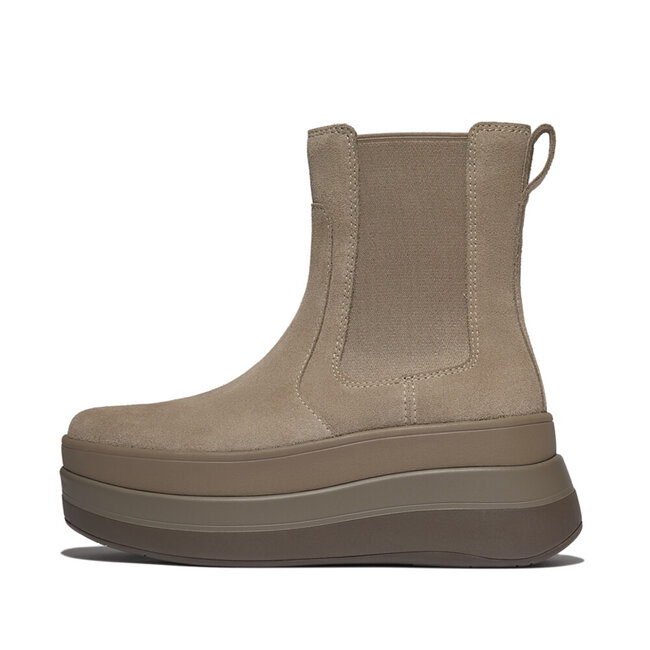 F-Mode Stack Suede Chelsea Boots