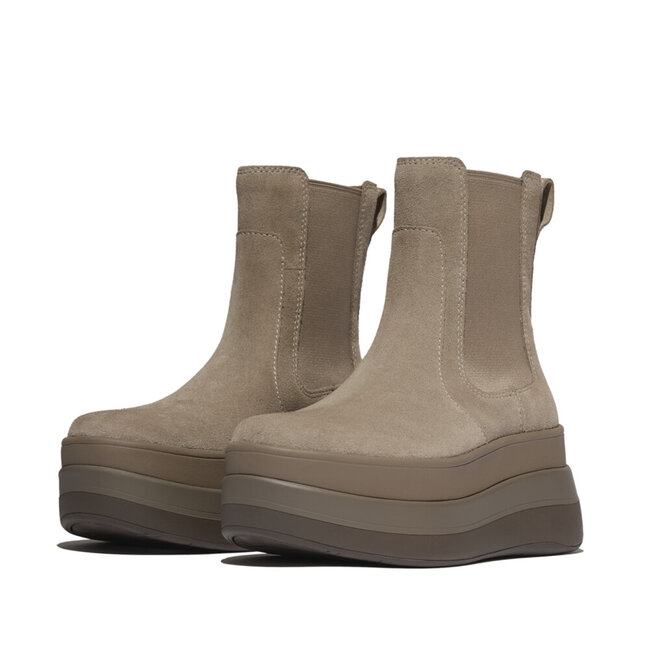 F-Mode Stack Suede Chelsea Boots