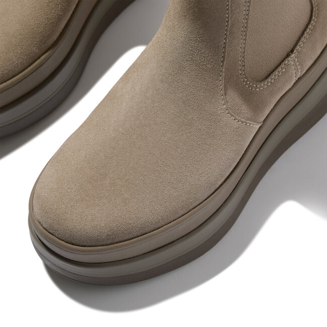 F-Mode Stack Suede Chelsea Boots