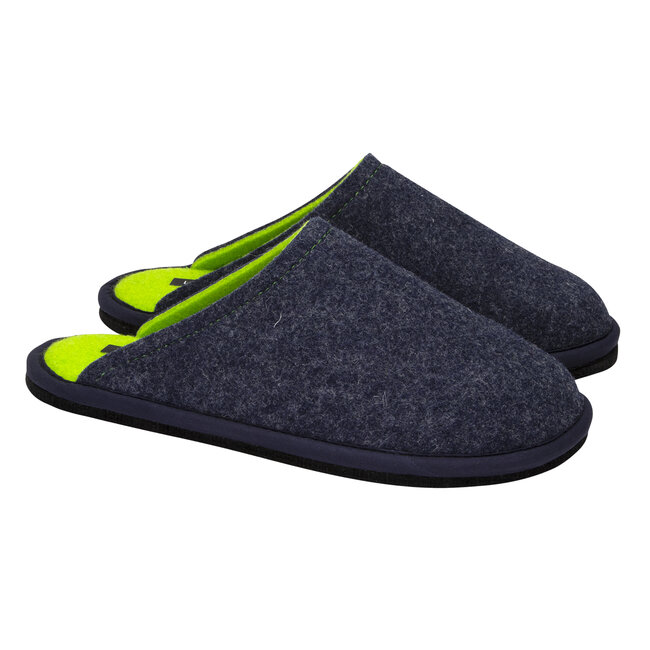Lowenweiss Hygge Bicolor Pantoffels - Handgemaakte Wolvilt Sloffen -  Blauw / GroenLowenweiss Hygge Bicolor Pantoffels - Handgem