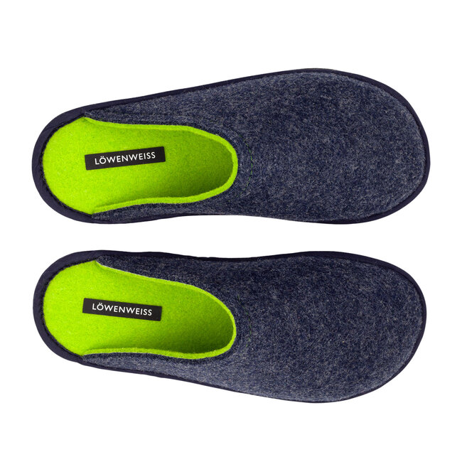 Lowenweiss Hygge Bicolor Pantoffels - Handgemaakte Wolvilt Sloffen -  Blauw / GroenLowenweiss Hygge Bicolor Pantoffels - Handgem