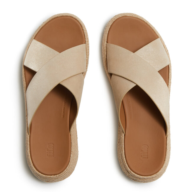 FitFlop F-Mode Espadrille Shimmersuede Cross Slides