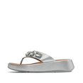F-Mode Ultra-Jewel Leather Toe-Post Sandals
