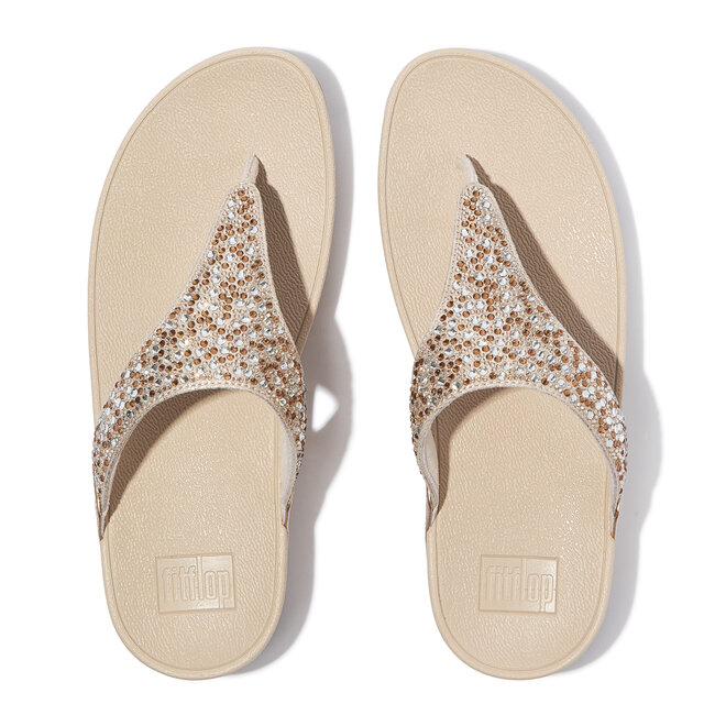 FitFlop Lulu Crystal-Mix Metallic Toe-Post Sandals