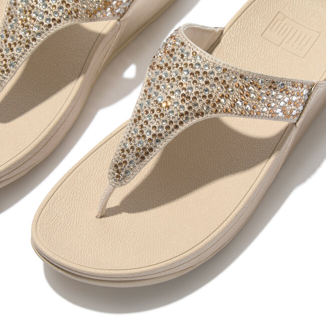 FitFlop Lulu Crystal-Mix Metallic Toe-Post Sandals