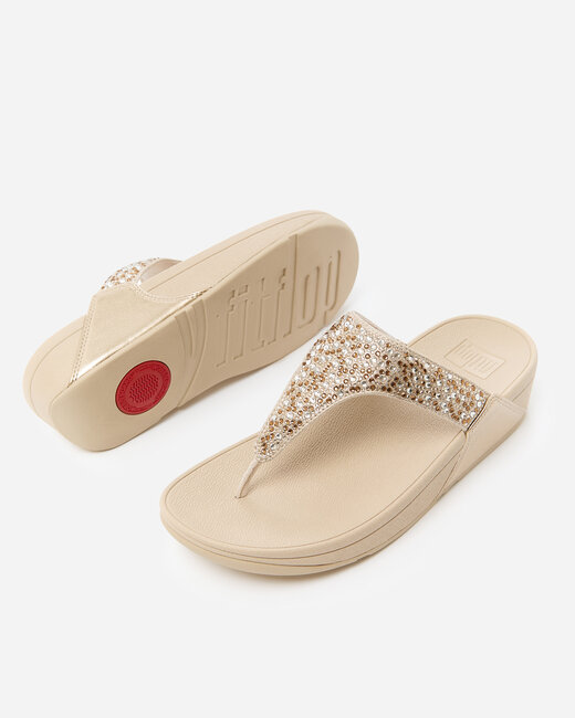 FitFlop Lulu Crystal-Mix Metallic Toe-Post Sandals