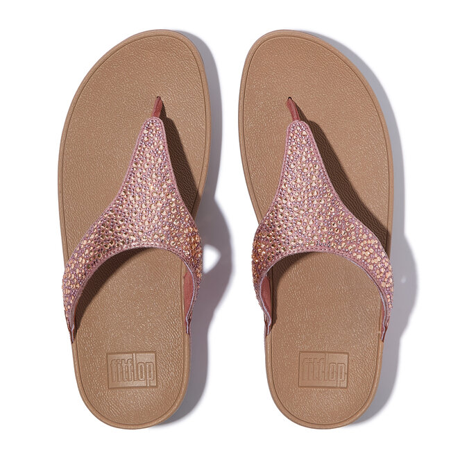 FitFlop Lulu Crystal-Mix Metallic Toe-Post Sandals