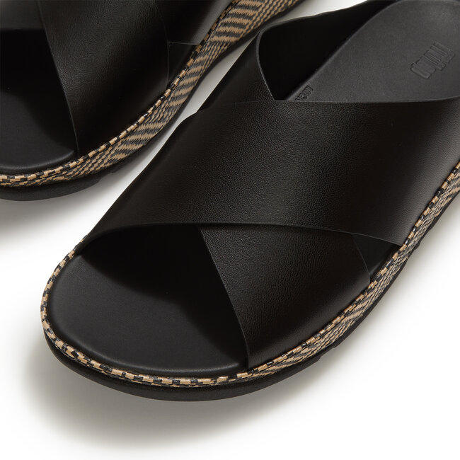 Lulu Lux Graphic-Weave Leather Cross Slides