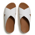 Lulu Lux Graphic-Weave Leather Cross Slides
