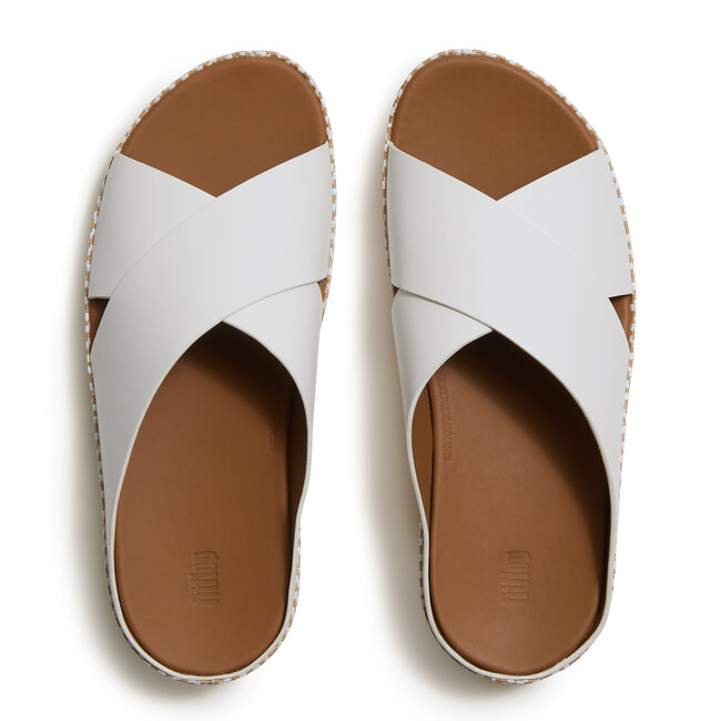 Lulu Lux Graphic-Weave Leather Cross Slides